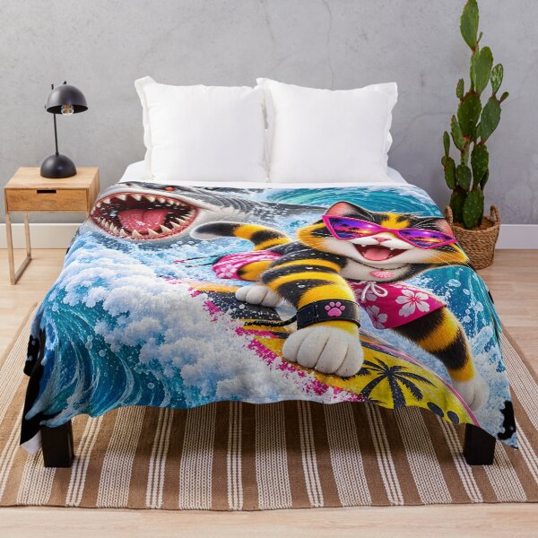 Item preview, Surfing Cat Chased by Shark designed and sold by ARabbitHole.