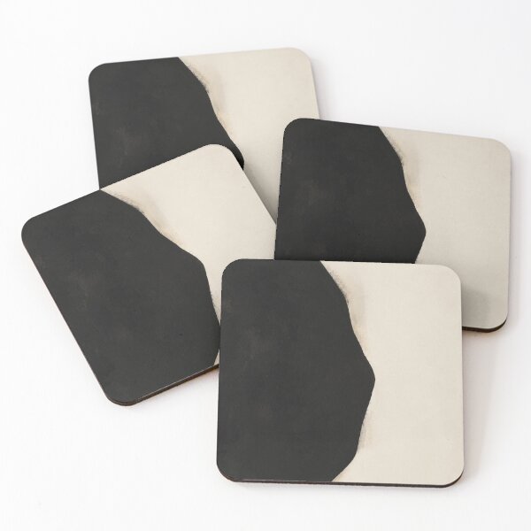 Item preview, Minimalist Black Abstract Stone Shape on Cream - Mid-Century Modern Art designed and sold by Zaramodo.