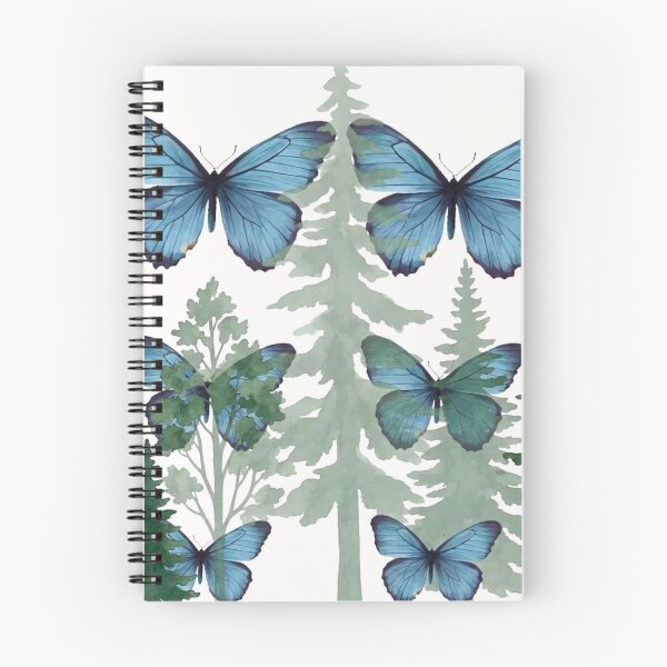 Item preview, Blue Butterflies Pine Forest Pattern Illustration designed and sold by WithoutBorders4.