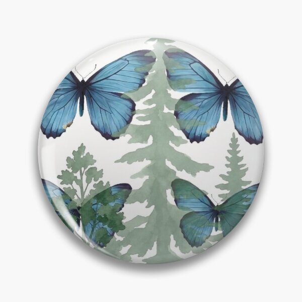 Item preview, Blue Butterflies Pine Forest Pattern Illustration designed and sold by WithoutBorders4.