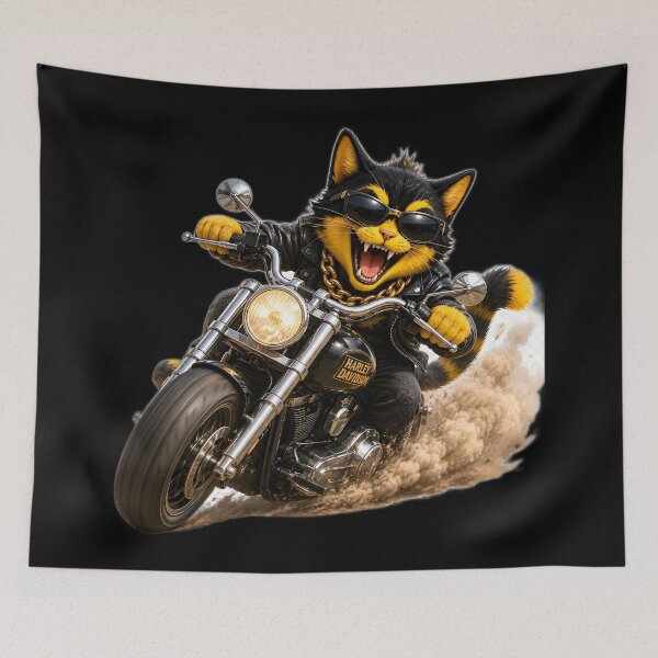 Item preview, Rebel Biker Cat Motorcycle Adventure designed and sold by ARabbitHole.
