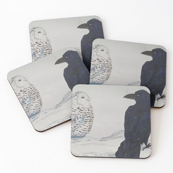 Item preview, Snowy Owl and Raven designed and sold by purpleirisbloom.