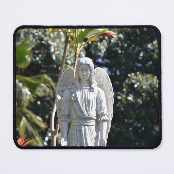 Item preview, Serene White Angel Statue Among Tropical Foliage designed and sold by MiraNadaPrints.