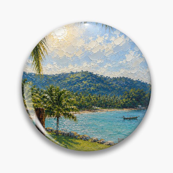 Item preview, Khanom Beach Nakhon Si Thammarat, Beautiful Ocean Impasto Oil Painting designed and sold by BlossoraStudio.