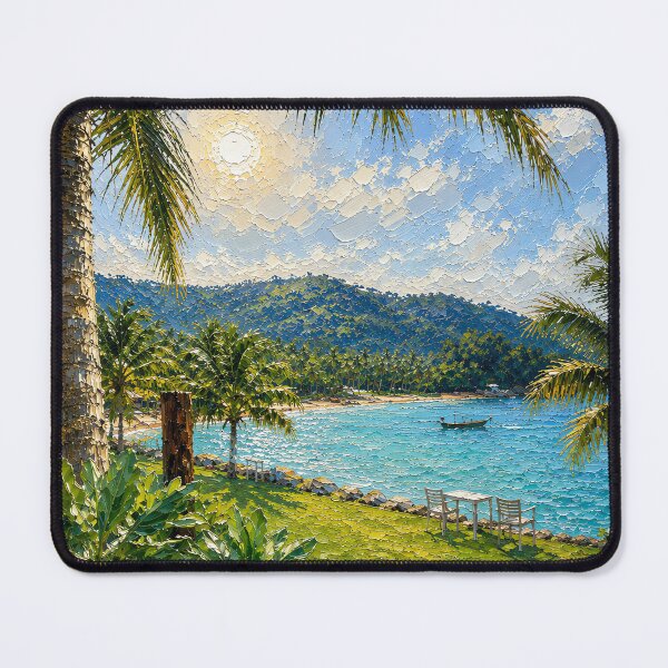 Item preview, Khanom Beach Nakhon Si Thammarat, Beautiful Ocean Impasto Oil Painting designed and sold by BlossoraStudio.