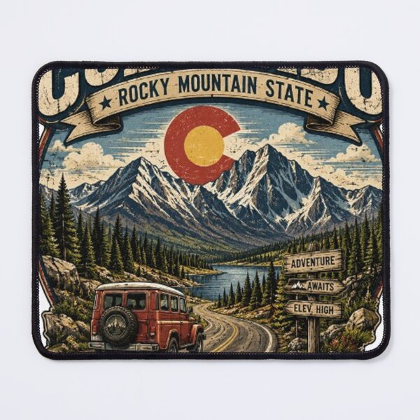 Item preview, Vintage Colorado Rocky Mountain Adventure Road Trip designed and sold by CreativeNest Prints.