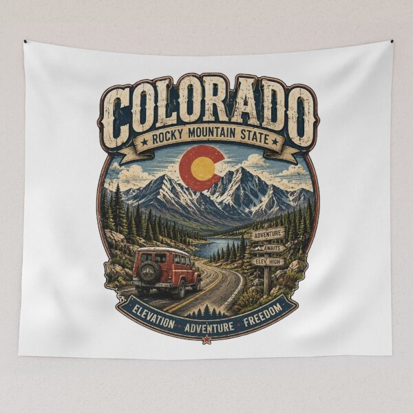 Item preview, Vintage Colorado Rocky Mountain Adventure Road Trip designed and sold by CreativeNest Prints.