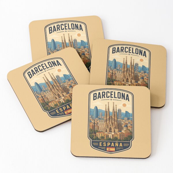 Item preview, Barcelona Spain Travel Souvenir Badge – Sagrada Familia Skyline Vintage Emblem designed and sold by Travel Souvenirs 30.