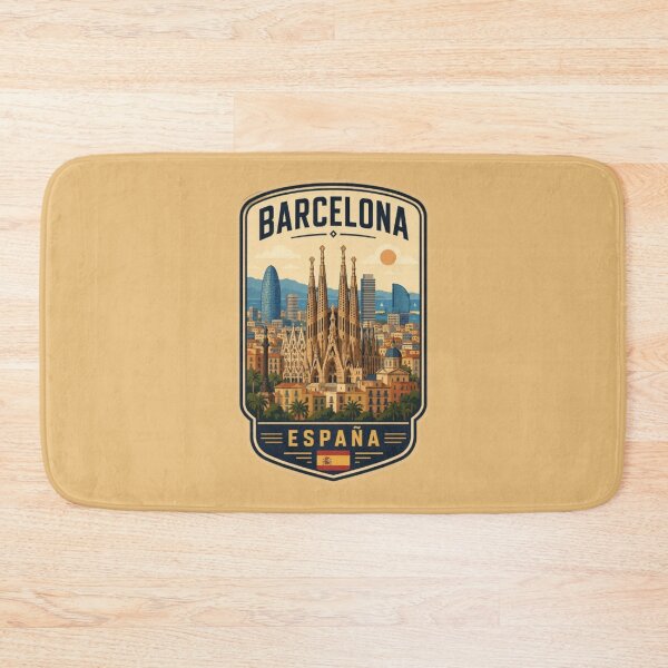 Item preview, Barcelona Spain Travel Souvenir Badge – Sagrada Familia Skyline Vintage Emblem designed and sold by Travel Souvenirs 30.