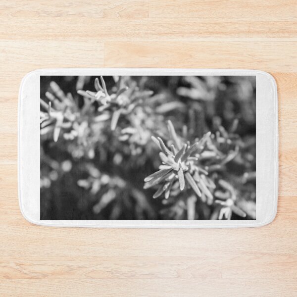 Item preview, Black and White Close-Up of a Rosemary Plant with Intricate Textures designed and sold by Nmallia.