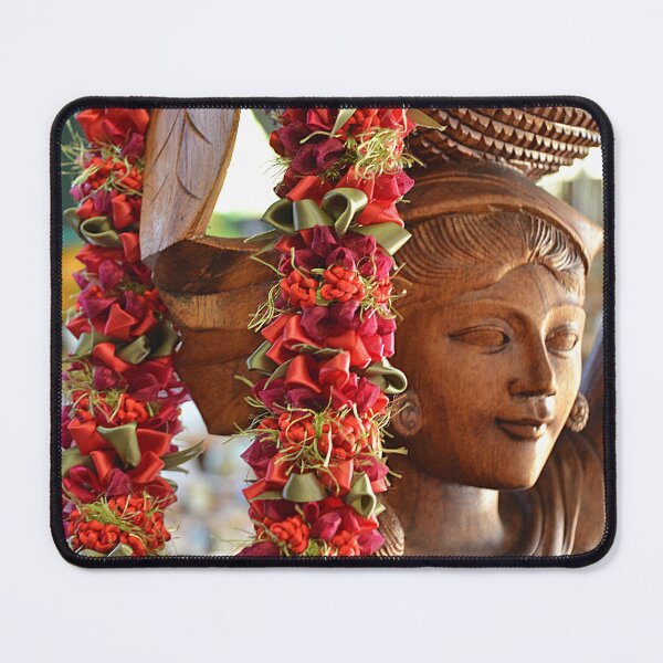 Item preview, Carved Wooden Statue Adorned with Hawaiian Leis designed and sold by MiraNadaPrints.