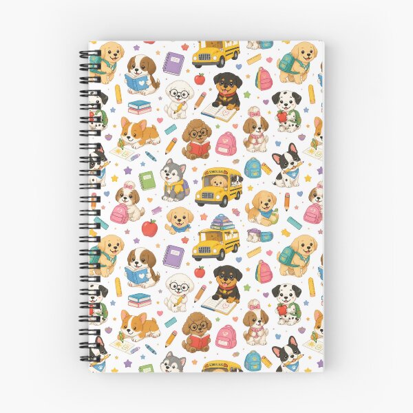 Item preview, Cute Puppy School Pattern – Kawaii Dog Back to School Notebook Design designed and sold by Brain shot.