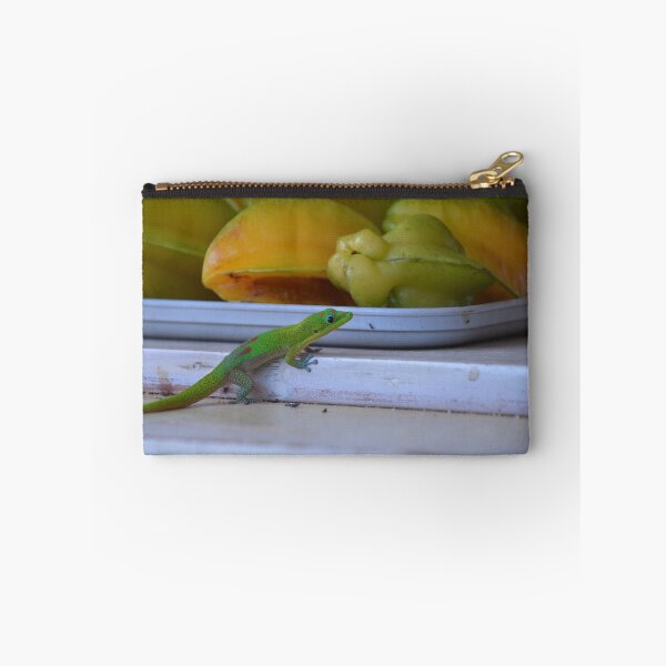 Item preview, Gold Dust Day Gecko Near Ripe Starfruit designed and sold by MiraNadaPrints.