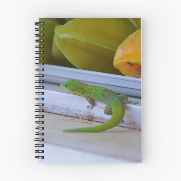 Item preview, Vibrant Green Hawaiian Gecko on Fruit Stand designed and sold by MiraNadaPrints.