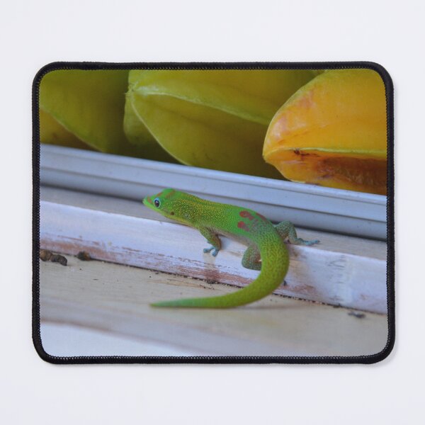 Item preview, Vibrant Green Hawaiian Gecko on Fruit Stand designed and sold by MiraNadaPrints.