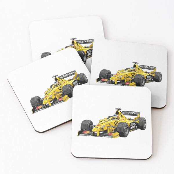 Item preview, 1999 Jordan 199 Heinz-Harald Frentzen Yellow Buzzin Hornets Vintage F1 Racing Car Illustration designed and sold by Motorline44.