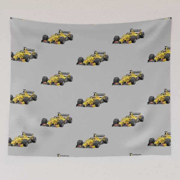 Item preview, 1999 Jordan 199 Heinz-Harald Frentzen Yellow Buzzin Hornets Vintage F1 Racing Car Illustration designed and sold by Motorline44.