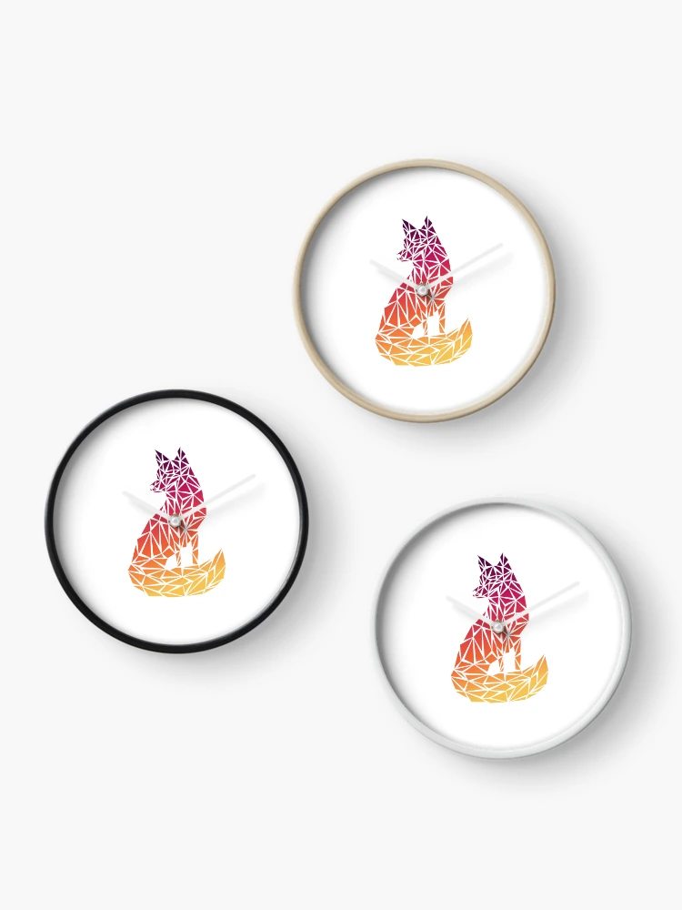 Thumbnail 3 of 4, Clock, Geometric Fox - Sunset designed and sold by Espyr.Art.
