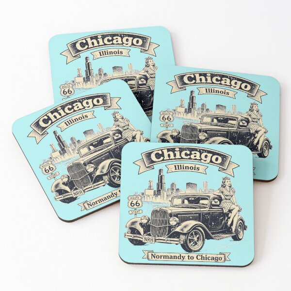 Item preview, Chicago Illinois Vintage Hot Rod designed and sold by Normandy Road Heritage™ - Vintage Garage Art.