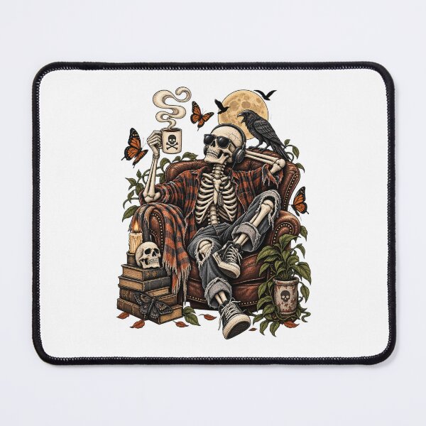 Item preview, Skeleton Coffee Lover Gothic Coffee Skeleton with Raven designed and sold by afr-saad.