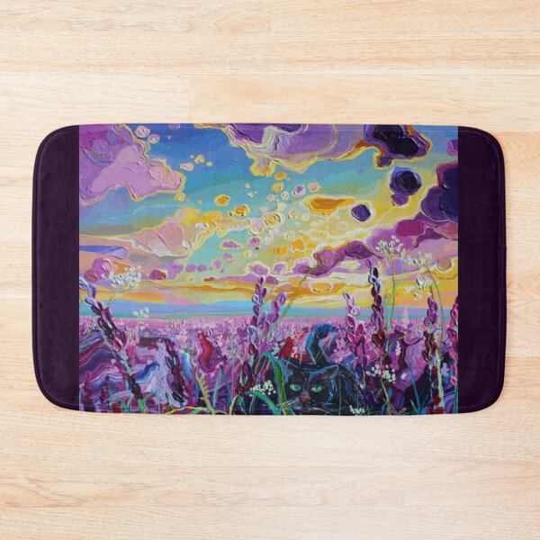 Item preview, Black Cat In Lavender Field Artwork  designed and sold by NivyasArtistry.