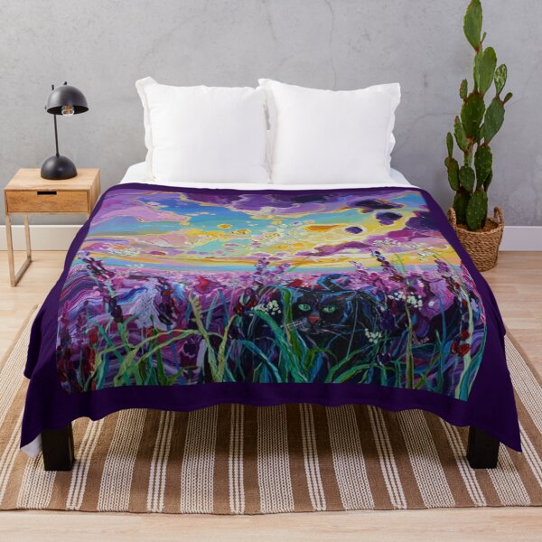 Item preview, Black Cat In Lavender Field Artwork designed and sold by NivyasArtistry.