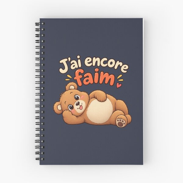 Item preview, J'ai encore faim ! Cute Hungry Bear Lying Down – Funny French Quote designed and sold by OhLaBaguette.