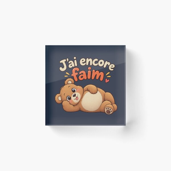 Item preview, J'ai encore faim ! Cute Hungry Bear Lying Down – Funny French Quote designed and sold by OhLaBaguette.