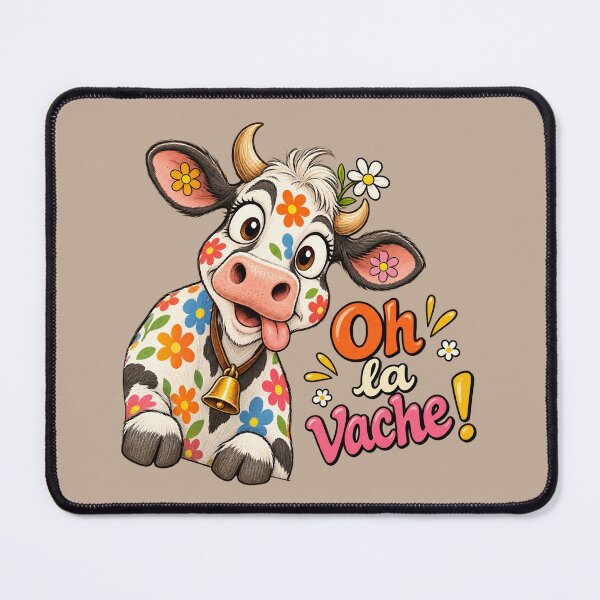 Item preview, Oh La Vache ! Cute Floral Cow with Daisy & Cowbell – Funny French Saying designed and sold by OhLaBaguette.