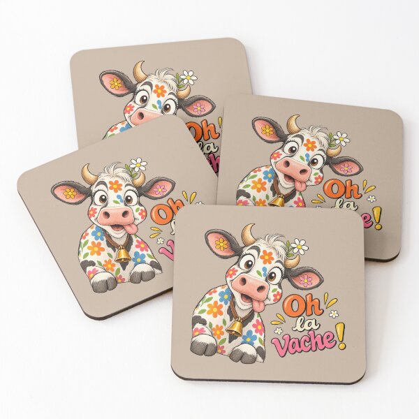 Item preview, Oh La Vache ! Cute Floral Cow with Daisy & Cowbell – Funny French Saying designed and sold by OhLaBaguette.