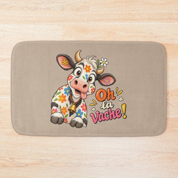 Item preview, Oh La Vache ! Cute Floral Cow with Daisy & Cowbell – Funny French Saying designed and sold by OhLaBaguette.
