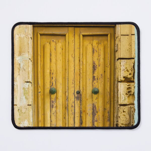 Item preview, Vintage Yellow Wooden Door With Arched Frame in Weathered Wall designed and sold by Nmallia.