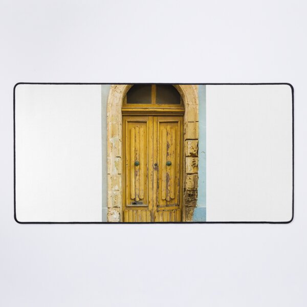 Item preview, Vintage Yellow Wooden Door With Arched Frame in Weathered Wall designed and sold by Nmallia.