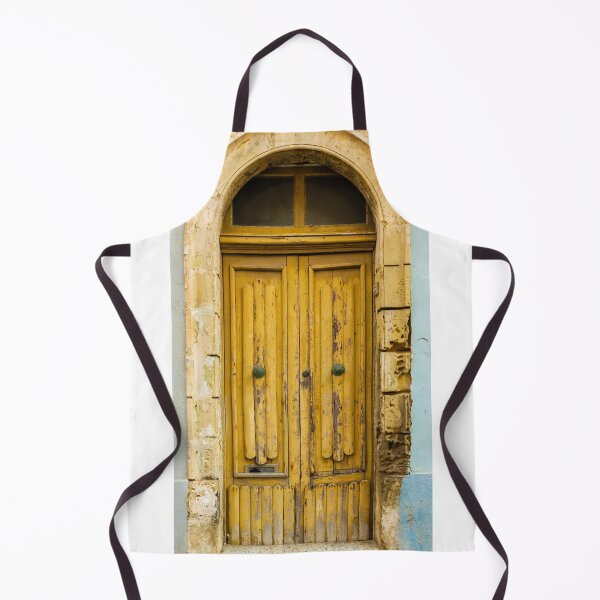 Item preview, Vintage Yellow Wooden Door With Arched Frame in Weathered Wall designed and sold by Nmallia.