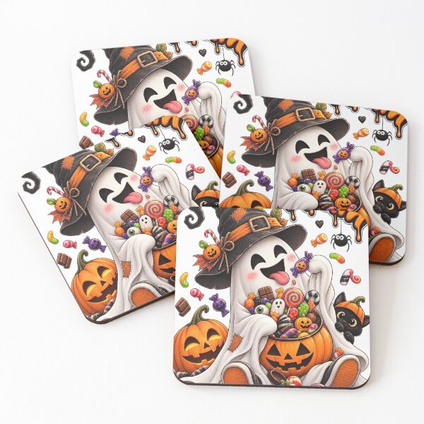 Item preview, Hungry Halloween Ghost – Yum! Candy and pumpkins designed and sold by J-Impression.