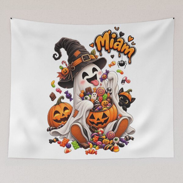 Item preview, Hungry Halloween Ghost – Yum! Candy and pumpkins designed and sold by J-Impression.