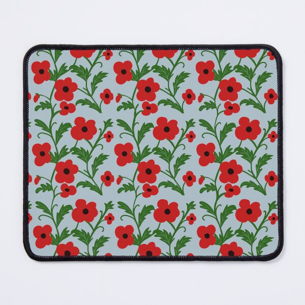 Item preview, Red Poppies and Green Leaves on Pale Blue designed and sold by Stacey Young.