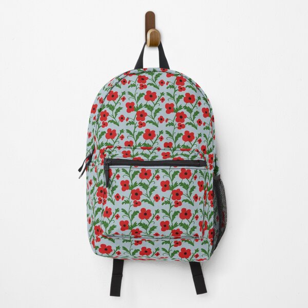 Item preview, Red Poppies and Green Leaves on Pale Blue designed and sold by Stacey Young.