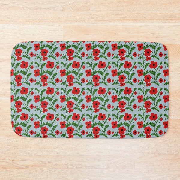 Item preview, Red Poppies and Green Leaves on Pale Blue designed and sold by Stacey Young.