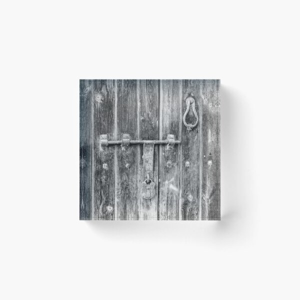 Item preview, Black and White View of an Aged Wooden Door With Metal Lock designed and sold by Nmallia.