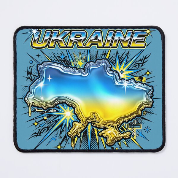 Item preview, Y2K Chrome Ukraine Map Liquid Metallic Cyber Streetwear designed and sold by KreonaTime.