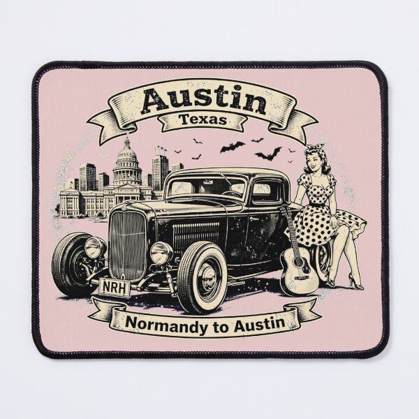 Item preview, Austin Texas Vintage Hot Rod designed and sold by Normandy Road Heritage™ - Vintage Garage Art.