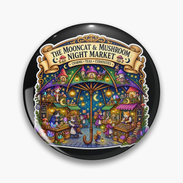 Item preview, The Mooncat & Mushroom Night Market | Magical Cat Village, Mushrooms, Charms & Tea designed and sold by MrDev.