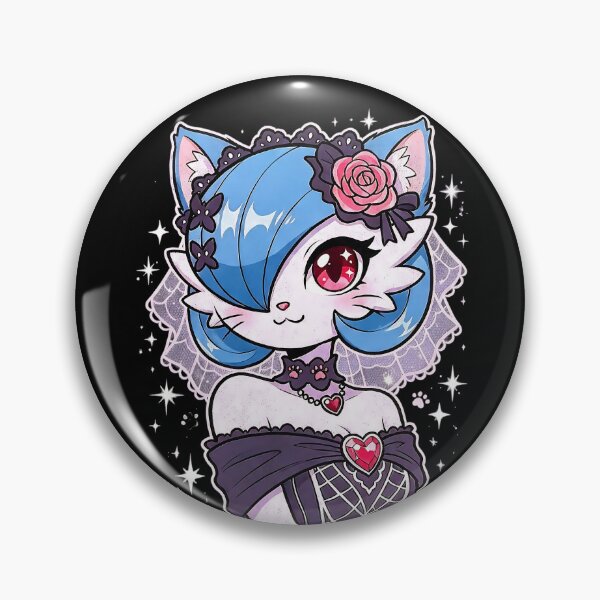 Item preview, Gothic Blue Shiny Garden Cat: Elegant Dark Romance designed and sold by CuteKats.