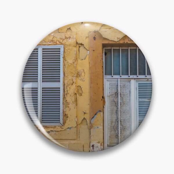 Item preview, Weathered Yellow Wall with Peeling Paint and Shuttered Windows designed and sold by Nmallia.