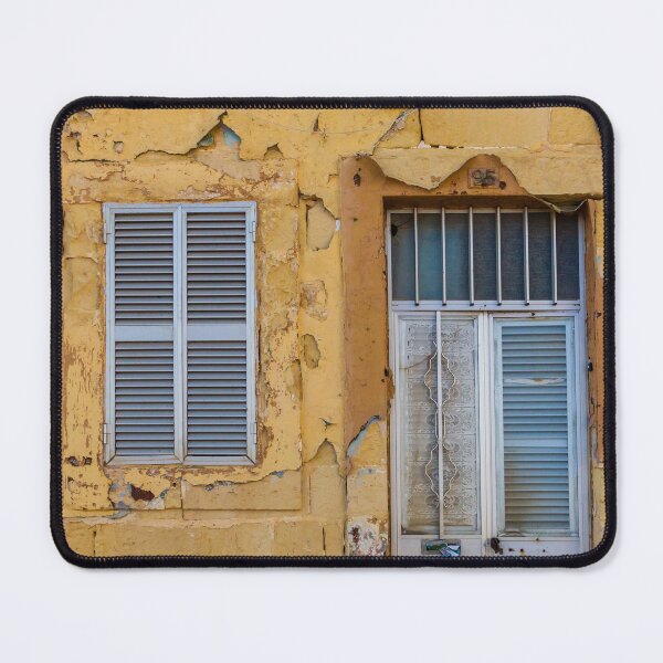 Item preview, Weathered Yellow Wall with Peeling Paint and Shuttered Windows designed and sold by Nmallia.