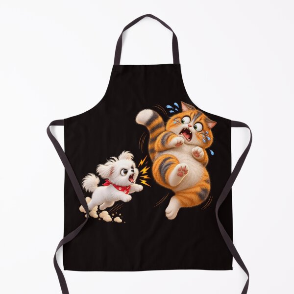 Item preview, Brave Puppy Chasing Away Fat Cat designed and sold by ARabbitHole.