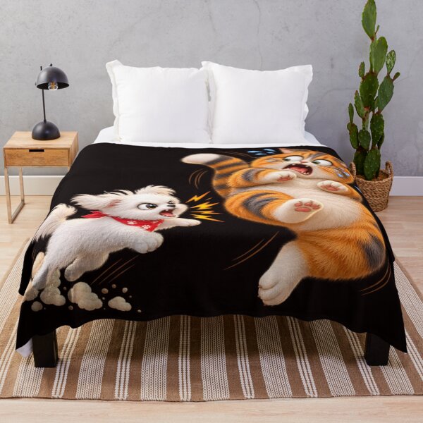 Item preview, Brave Puppy Chasing Away Fat Cat designed and sold by ARabbitHole.