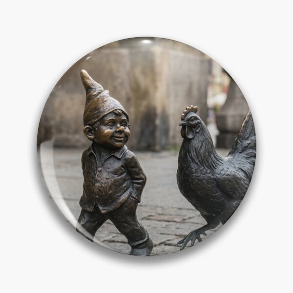 Item preview, Wroclaw Gnome With Langshan Chicken – Bronze Garden Gnome Folk Art designed and sold by Purrfecta.