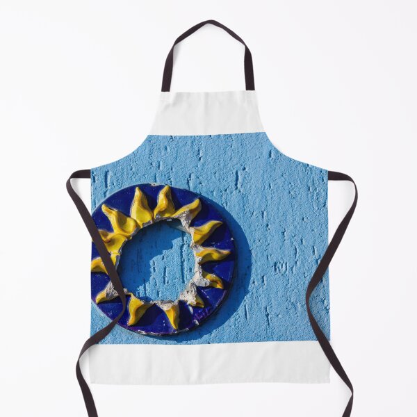 Item preview, Broken Sun-Shaped Ceramic Decor Against a Textured Blue Wall designed and sold by Nmallia.